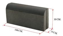 ขอบกันหินสำเร็จรูปใหญ่ ทรงมน ผิวบนเรียบล่างหยาบ(15x30x100 ซม.)